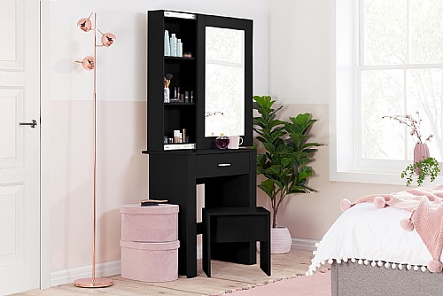 Evelyn Dressing Table and Stool - Black